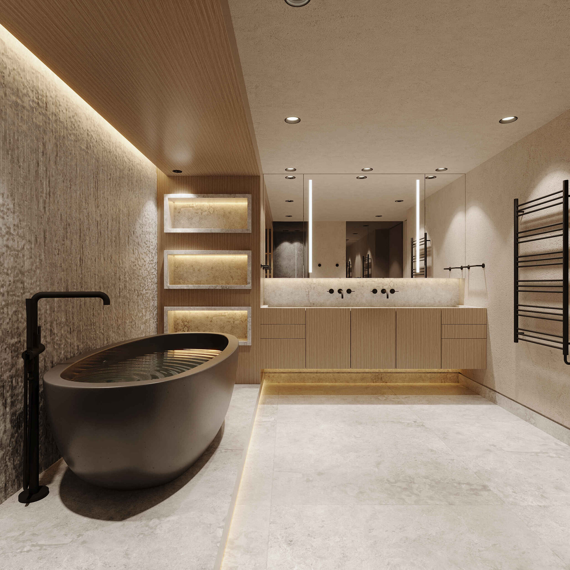 Brooklyn Architect's Waterfront Penthouse on Columbia Street - Waterfront Penthouse With Textured Wall